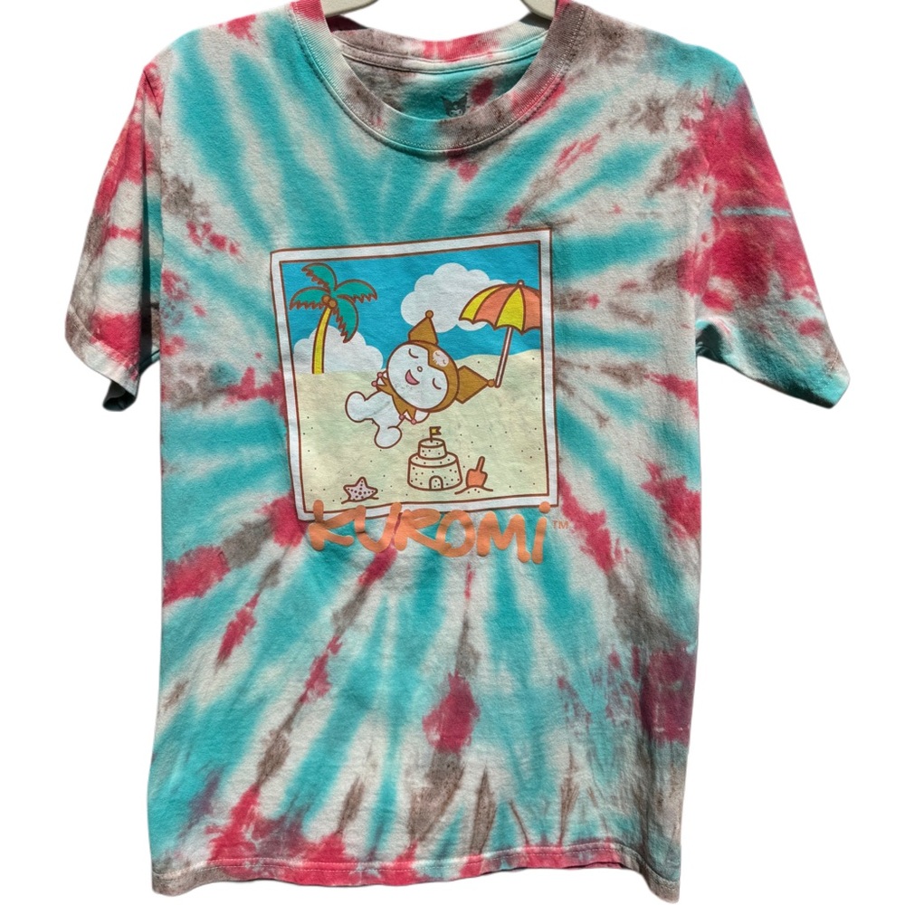Sanrio Kuromi Beach Day Graphic T-Shirt Upcycled Tie-Dye Size S